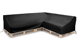 ‎GUTEKISSEN Gutekissen® Abdeckung für Palettenkissen, Abdeckung für Palettenmöbel, Abdeckhauben für Palettenbank, Abdeckung für Palettensofa, Wasserdicht,Anti-UV Paletten Sofa Schwarz (L-Form (262x223/64cm))