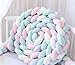 Produktbild 220cm Baby 4 Weben Babybett Bettumrandung Nestchen Stoßstang Kantenschutz Kopfschutz für Kinderbett Bettumfang (Rosa+weiß+Blau+grün)