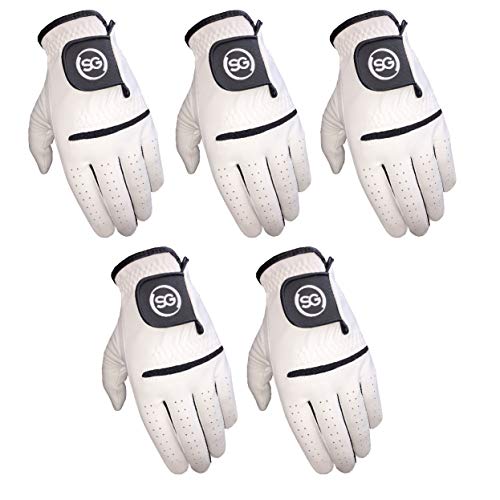 H-Cube SG Golf Cabretta Lot de 5 Gants synthétiques en Cuir pour Main Droite Blanc Taille M
