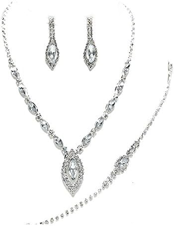Clear diamante crystal necklace bracelet and earring set Brides