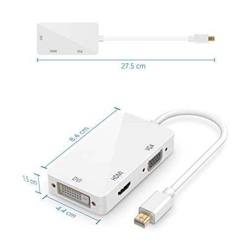 Topop 3 in 1 Thunderbolt Port Mini Displayport auf HDMI DVI VGA Adapter Kabel für Apple MacBook Air, iMac, Mac Book Pro, Mac mini, Microsoft Surface Pro/ Pro 2/ Pro 3, Thinkpad / Carbon/ Touch/ Helix weiß - 6