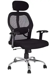 NICE GOODS Net Modern Design High Back Executive & Manager | Staff | Comfortable Back Rest Chair for Work from Home & Office Chair & Computer Chair (Ply, Plastic & Metal, Black)