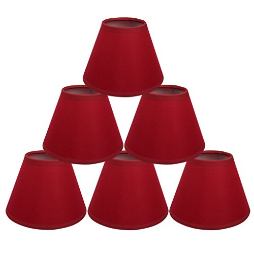ONEPRE kleine Kerze Clip Lampenschirme 6 St¨¹ck, Handarbeit, Kerzenform, Rot Linen Stil Stoff, Handgefertigte Dekorative Handgemacht Lampenschirm