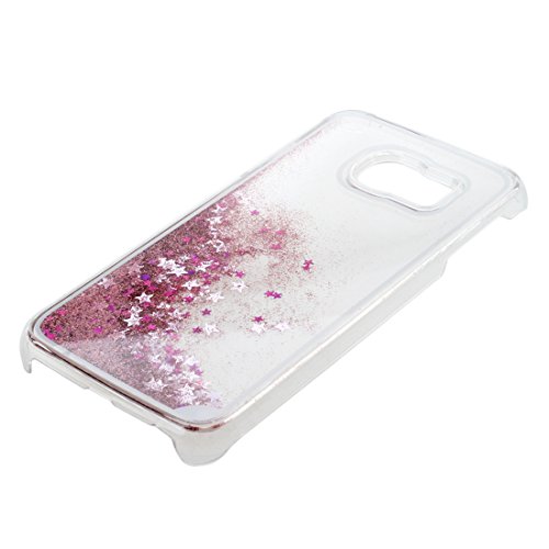 Caja de arenas movedizas de telefono celular - TOOGOO R Caja lujosa transparente de arenas movedizas liquidas y de estrella brillante para Samsung Galaxy S6 Edge rosado