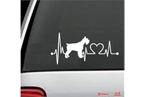 Artstickers - Adesivo per auto a forma di cane Schnauzer, 20 cm, per gli amanti delle auto, colore: bianco