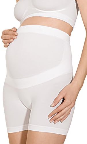 RelaxMaternity 5120 (White, L) Cotton over the bump maternity mid-thigh shorts