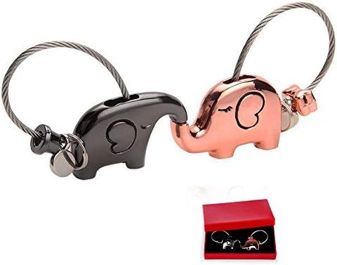 Waalvis Keyring Kissing Elephants Keychain Set for Couples, 1 Pair Luggage Decoration Keyholder Sweet Gifts for Wedding Charismas Birthday Valentine's Day, Cute Romantic Present for Anniversary