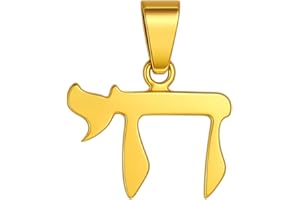 Felicidade Pendentif Chai Hébreu en Acier Inoxydable – Symbole Juif de la Vie – Bijou Spirituel & Porte-Bonheur – Unisexe, Disponible en Doré ou Argenté
