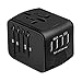 Produktbild Wokee Universal Reiseadapter,4 USB-Anschlüssen,International Power Steckdose für Weltweit Reisen in US/UK/EU/AU/Asien Über 150 Ländern (Schwarz)