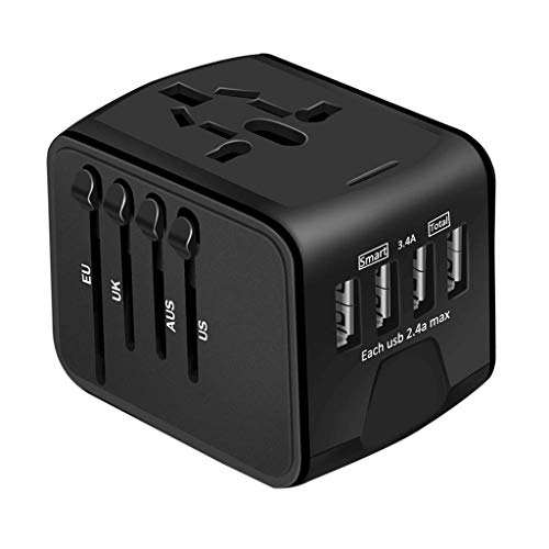 Preisvergleich Produktbild Bescita6 Konvertierung Stecker, 4 USB-Multifunktionsumwandlungsstecker, Reiseadapter Universal International Power Steckdose EU nach USA (schwarz)
