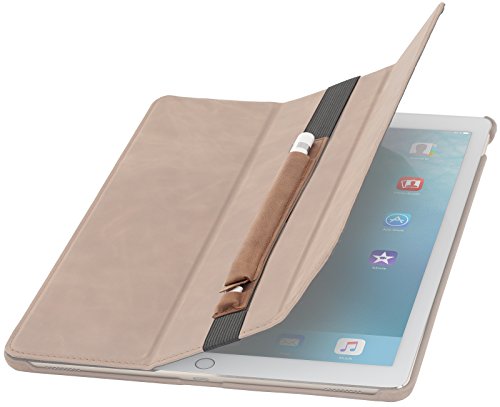 StilGut Pencil-Halter für Apple 12,9″ iPad Pro aus echtem Leder mit Lightning-Adapter-Fach. Stift-Halterung zur sicheren Aufbewahrung des Apple Pens, Cognac Vintage - 4