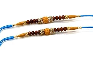 INDIABIGSHOP Set of Two Rakhi, Stone & Moti, Thread. Rakhi, Raksha Bandhan Gift for your Brother Vary Color and Multi Design