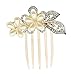 Women's Bridal Wedding Flower Diamante Crystal Rhinestones Pearls Hair Clip Comb (#4)
