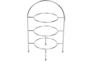 Chef-hub Large Stainless Steel Vintage Afternoon Tea Stand with 3 Tiers, Rubber Feet, Ideal for Entertaining Fits plates up to 10.5" (27cm) - Silver Colour
