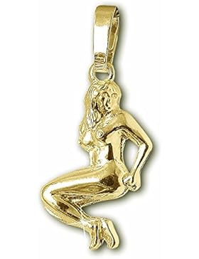 CLEVER SCHMUCK Goldener Sternzeichen Anhänger Jungfrau glänzend und beidseitig plastische Form 333 GOLD 8 KARAT...