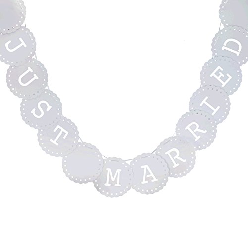 Girlande Just Married - Banner Dekoration für Hochzeitsfeier - Vintage Lace