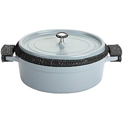 ROSSETTO Cocotte Ovale, Fonte d'Aluminium, Revêtement Aspect Pierre, Tous Feux (38cm, Gris)