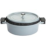 ROSSETTO Cocotte Ovale Gris 26cm, Fonte d'Aluminium, Revêtement Aspect Pierre, Tous Feux
