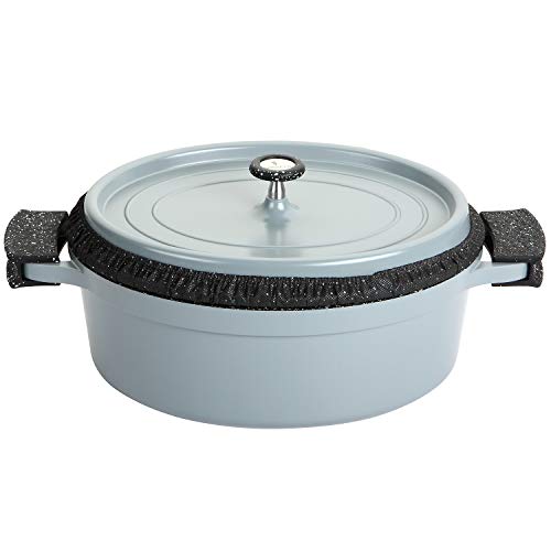 ROSSETTO Cocotte Ovale, Fonte d'Aluminium, Revêtement Aspect Pierre, Tous Feux (38cm, Gris)