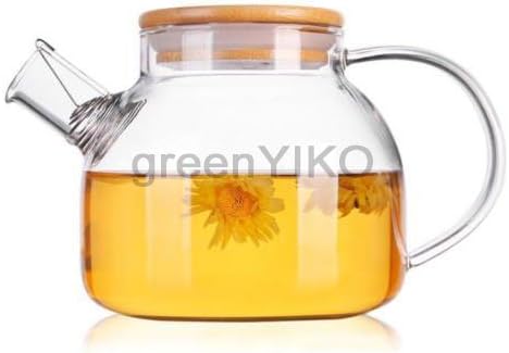 800ML Glass Tea Kettle with Glass Lid and Stainless Steel Filter Coil Glass Water Jug Ideal for Fruit Tea Container and Blooming Teapot