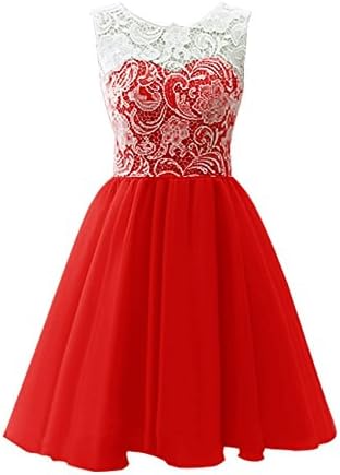MicBridal® Girl's Short Lace and Tulle Party Dress Evening Gown Size UK11 Red