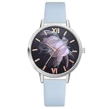 2018 neue junge Mode Männer Frau junge Mädchen Uhr Lederband Quarz Armbanduhr Geburtstagsgeschenk Planet Mars Print Zifferblatt Runde - Himmel blau