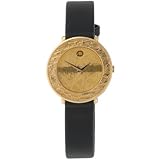 Damen-Armbanduhr Quarz Analog 750 Gold Gelbgold Lederband Safirglas