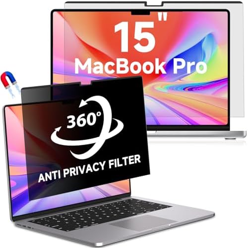 LUSA DESIGN Schermo magnetico per la privacy per MacBook Air 15" (2023-2025, M2, M3, M4), rimovibile a 360°, anti abbagliamento della luce blu, protezione schermo oscurante, per computer portatile Mac