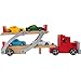 Autotransporter / LKW aus Holz mit beweglicher Laderampe, Kinderspielzeug mit abnehmbarem Anhänger und 4 bunten Autos, ab 3 Jahre
