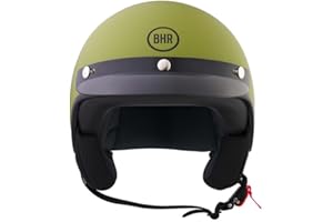 BHR Casco Demi-Jet 839 - Casco Scooter Omologato ECE 22.06 con Frontino e Sgancio Micrometrico - Verde Opaco M