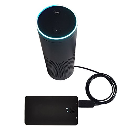 MERES USB Ladungskabel anschließen für Amazon Echo – USB 5V zu DC 15V Netzkabel für Amazon alexa echo zubehör machen die Echo Portable (schwarz) - 5