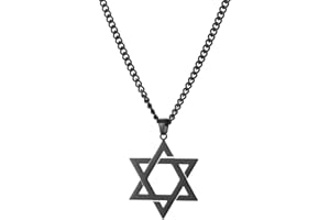 VASSAGO Collar con colgante de estrella de David Salomón de seis puntas, talismán de acero inoxidable, hexagrama judío de Israel para hombres