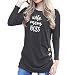 Produktbild Damen Shirts Tees Tops Oberteile Oversize Pullover Sweatshirts Pulli Hoodie Elegant Hemden Langarm Blusen Tuniken, Fashion O-Ausschnitt Applikationen LockerL,Schwarz5
