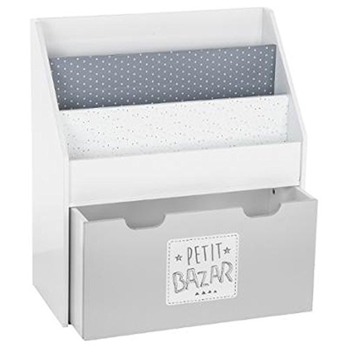PEGANE Bibliothèque Coloris Gris en Bois garçon - Dim : L62,50 x l30 x H70 cm