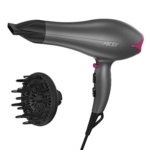 Abody Asciugacapelli Ionico, 2400W Phon per Capelli Professionale con AC Motore, 2 Velocità e 3 Temperature, Pulsante per l'Aria Fredda, Include Diffusore e Concentratore