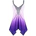 Produktbild TUDUZ Damen Sommer Große Größen Pailletten Ombre V-Ausschnitt Drucken Cami Tank Top Bluse Weste Oberteile (XXXXXL,Lila)