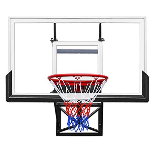 KY Canasta Baloncesto Exterior con Tablero 54" montado en la Pared Ajustable Mini Aro de Baloncesto - Negro