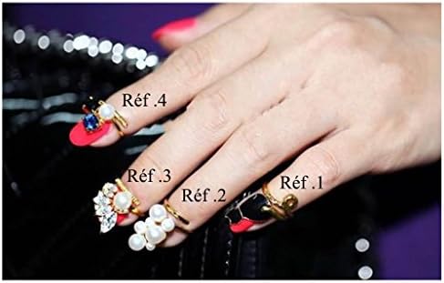 Knuckle Butterfly Rhinestone Ring and Pearl-REF 3