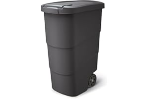 Prosperplast Wheeler Müllbehälter mit Rädern und Deckel Mülltonne Müllgroßbehälter Großmülltonne Universaltonne Kunststoff Anthrazit (90L)