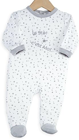 Kinousses Baby Girls' Star Footie White white 12 months