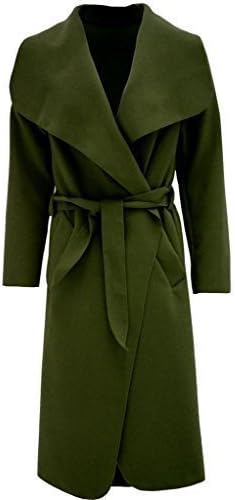 Womens Oversized Waterfall Front Long Belted Coat