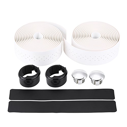 Alomejor 1 Paire/Ensemble de Guidon Grip Cuir PU VTT Barre de Bande Style rétro Poignée de Cyclisme Confortable Wraps 2 Couleurs