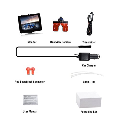 AUTO-VOX Car Wireless Rear View Camera Monitor Kit - 3.5 Inch LCD Reversing Monitor 2.4G Wireless with 165 Degree Wide Angle License Plate Backup Camera