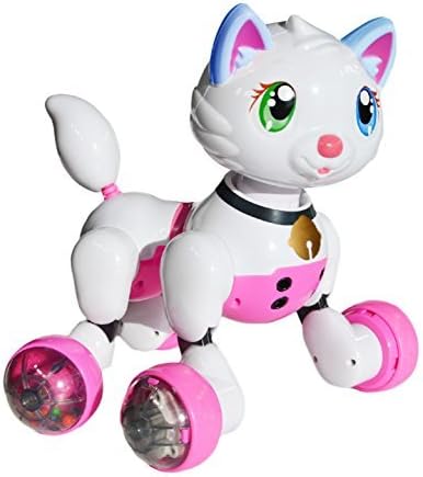 Jenx Robot Interactive Kitten | Voice Recognition Intelligent Electronic Toy Cat | Gesture Sensing Talk Sing Dance Wake-up Sleep Laugh Meow Wagging Tail Scoot Around | Don't Wait and Adopt Me Now!