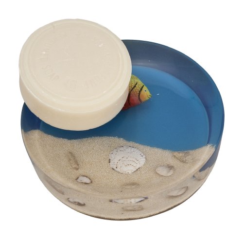 WENKO 19554100 Seifenablage Mare Blau, Kunststoff – Polyresin, 11.6 x 3 x 11.6 cm, Mehrfarbig - 2