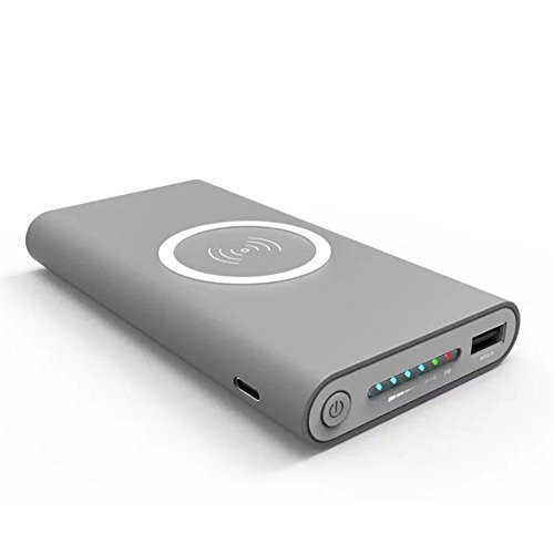 ULTRICS® Smart Powerbank mit Wireless-Ladegerät, 8000mAh Li-Polymer-Akku Qi Wireless-Ladekabel Tragbar Ultra-schlanke Handy externe Ladegerät für iPhone iPad Samsung Galaxy Nexus HTC Nokia Kamera und andere USB-Geräte