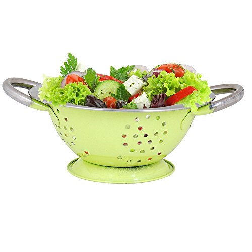 Kosma Twin Handle Colander | Nudelsalat Gemüsesieb in glänzender Limone grüne Farbe, Größe 18cm | Designer Küchenzubehör - 4