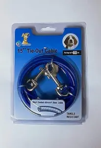 Santosh Enterprises Tie Out 15 Ft Long Coiled Cable Dog Leash Dog Training Leash-Dogs Under 120Lbs