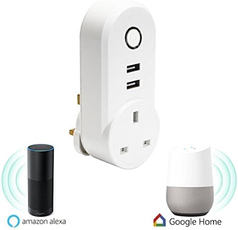 VIGICA 2 USB Port WiFi Smart Plug Wireless Switch Socket Compatible with Amazon Alexa Echo Google Home for App Control iPhone and Android Devices Light, Household Appliances