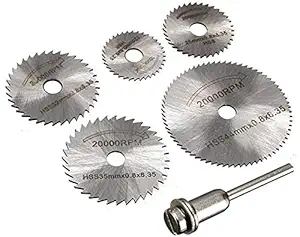 Inditrust 6pcs set Mini HSS Circular Saw Blades Rotating Tool For Dremel Rotary Metal Cutter Hand Tool Set of Diamond Cutting Discs chuck Rotary Bit Set